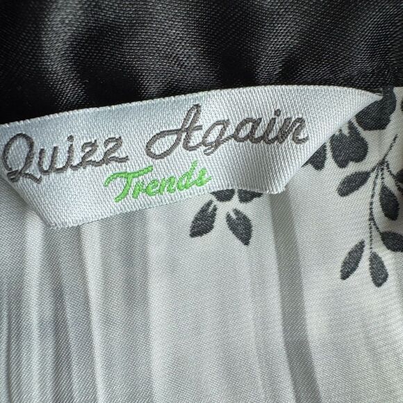 Quizz Again Satin Floral Blouse Y2K Puff Sleeve Tie Waist Romantic Glam Sz S - Picture 6 of 6